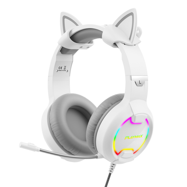 PLAYMAX CAT EAR HEADSET WHITE Playmax Gaming AUS